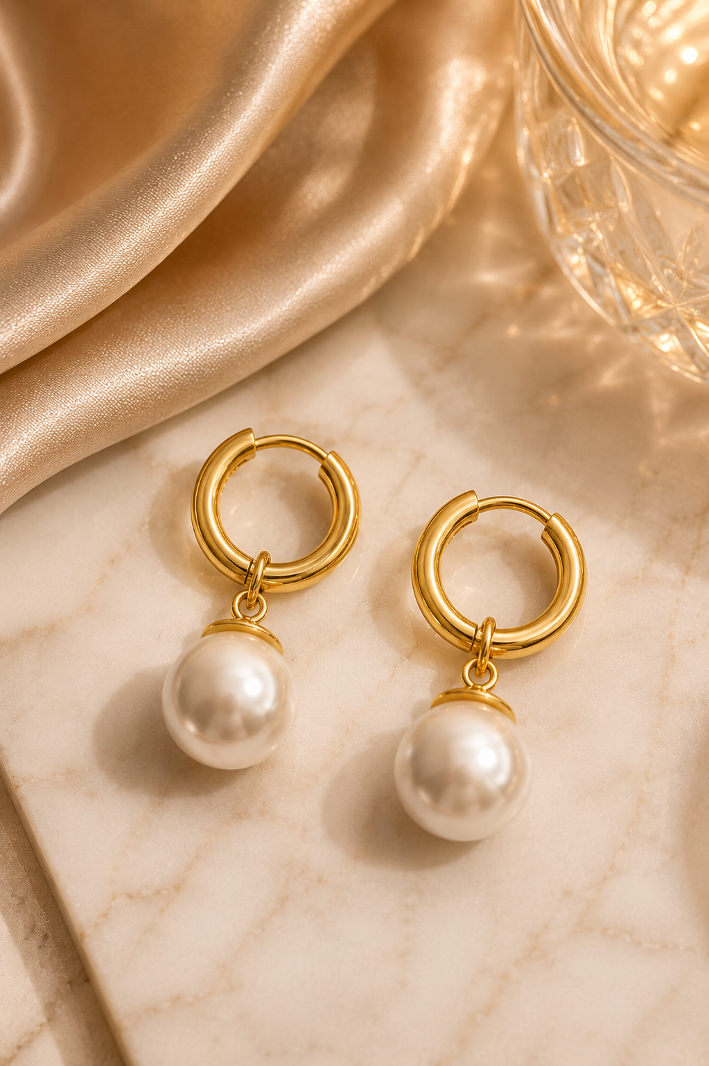 Seraphina Pearl Hoop Earrings