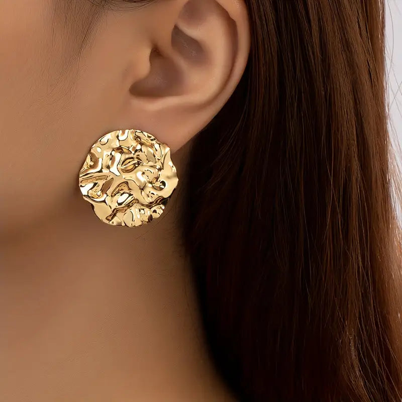 Lunar Textured Disc Earrings