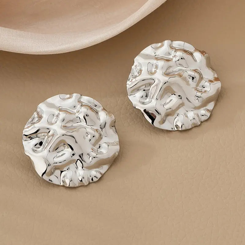 Lunar Textured Disc Earrings