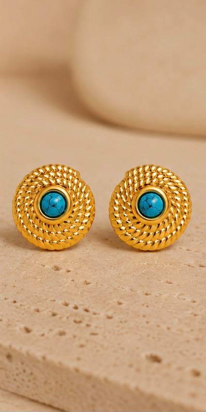 Atsede (አፀደ) Turquoise Stud Earrings