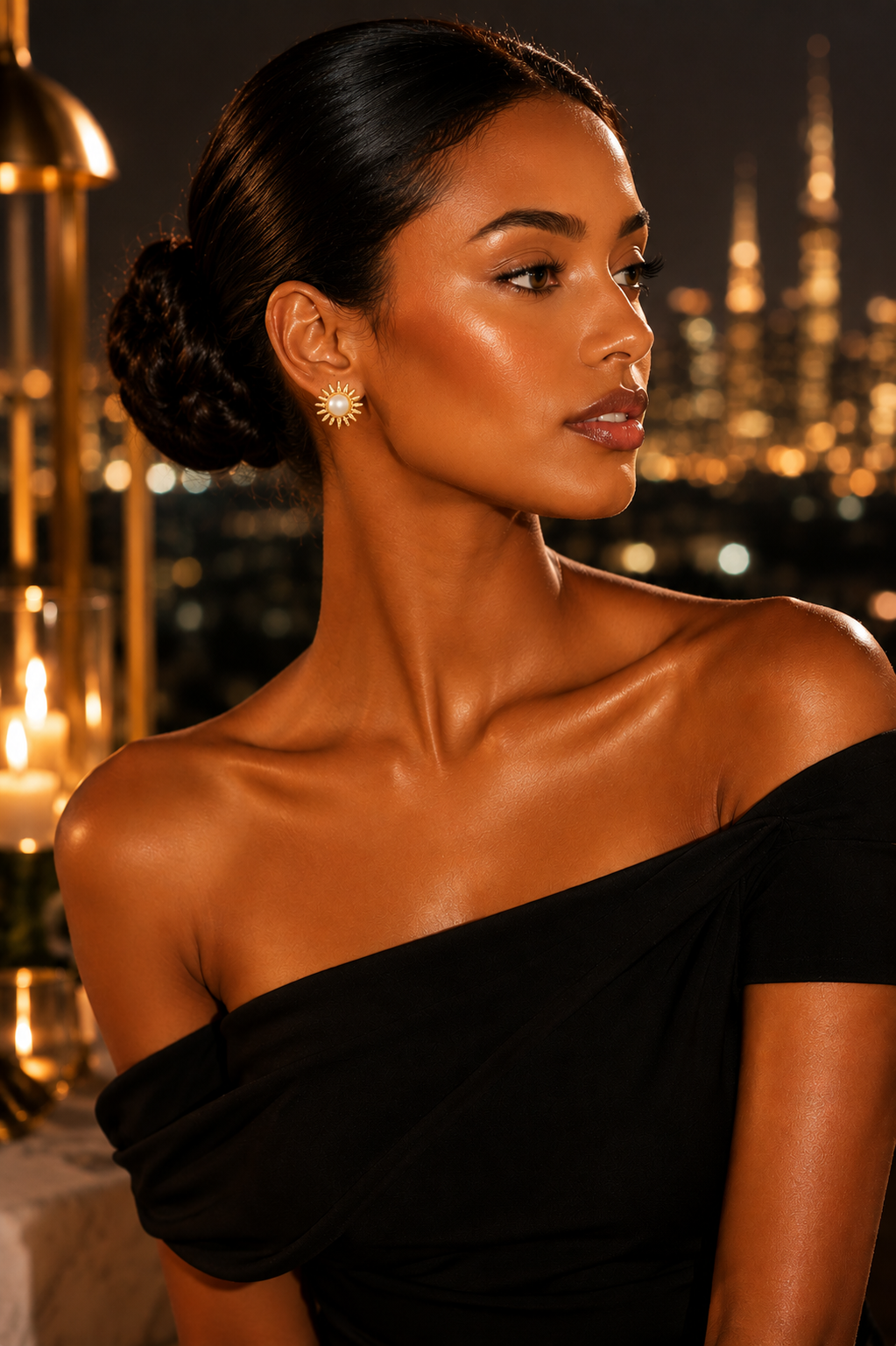 Makeda Pearl Sunburst Earrings