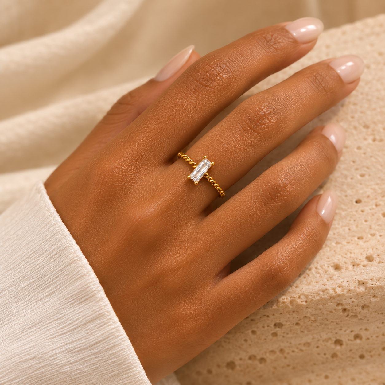 Selam (ሰላም) Twisted CZ Ring