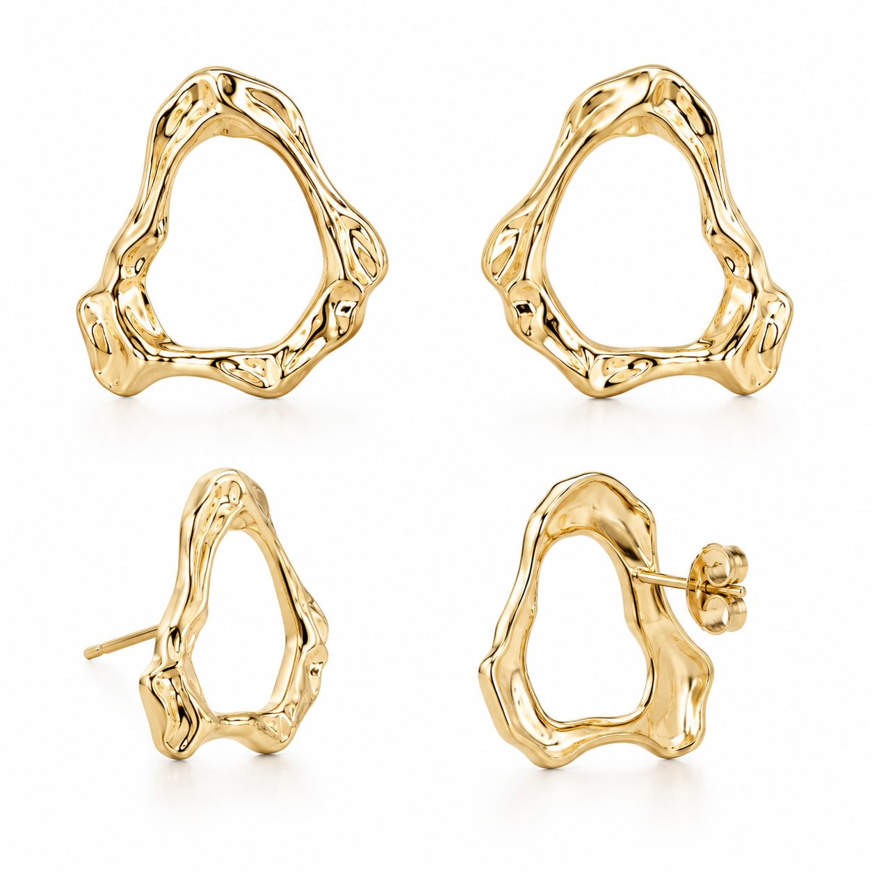 Molten Gold Wave Earrings
