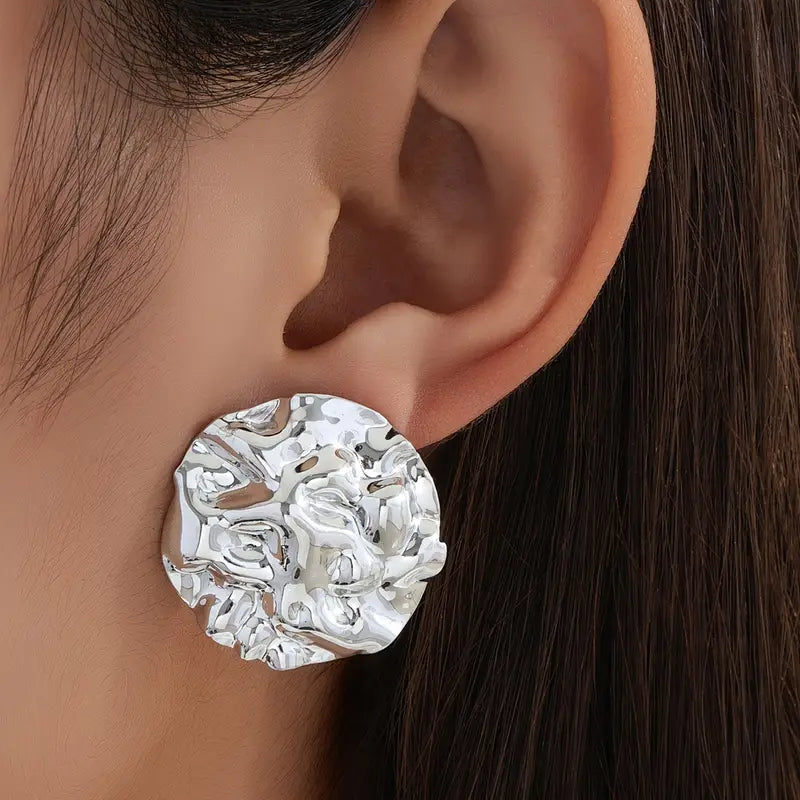 Lunar Textured Disc Earrings