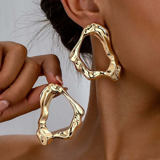 Molten Gold Wave Earrings